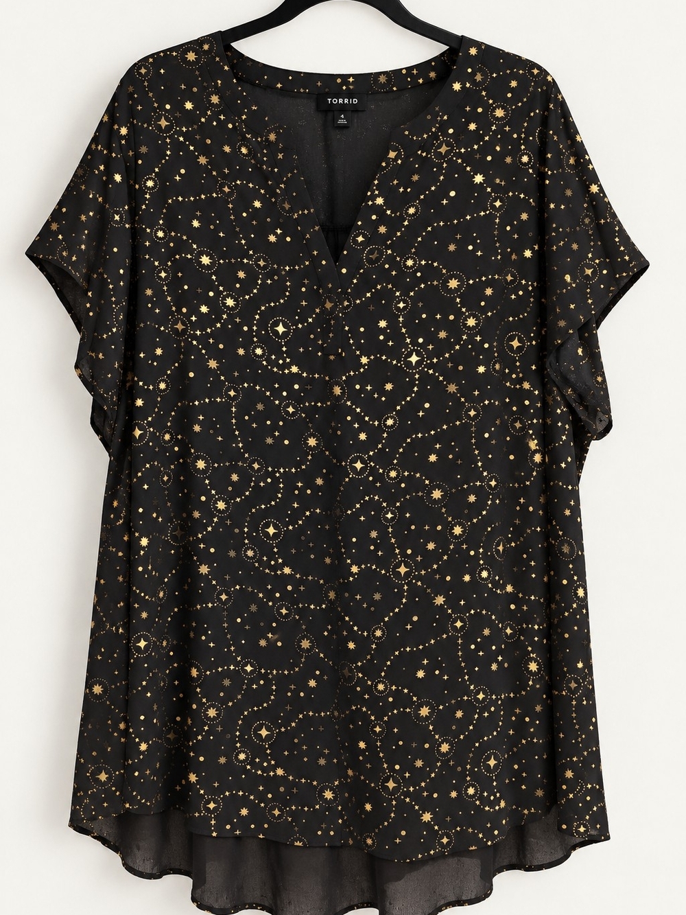 torrid Black Tunic with Gold Starry Print